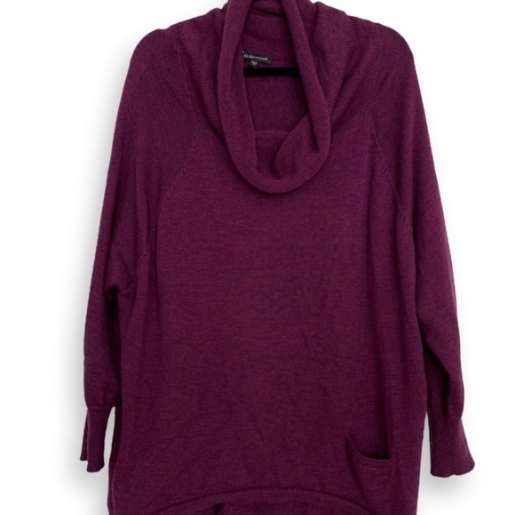 Eileen Fisher Sweater Tunic Turtleneck Merino Wool Oversized Purple Longline - Picture 2 of 10